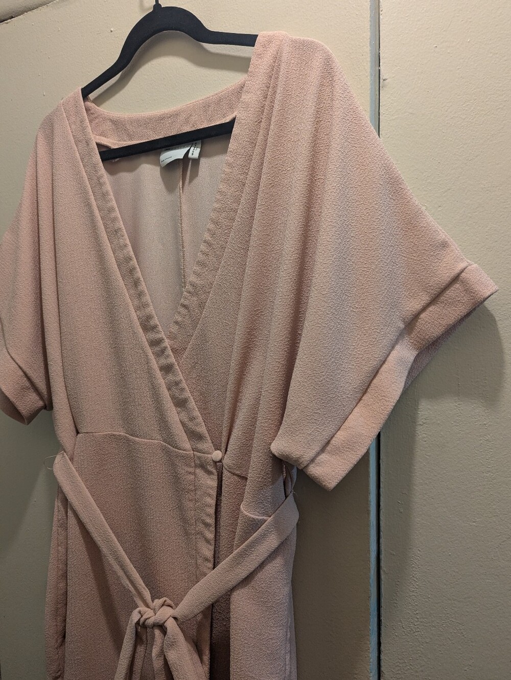 ASOS Closet London Kimono Wrap Tie Dress Blush Pink Midi Short Sleeve- 16 - Picture 9 of 16